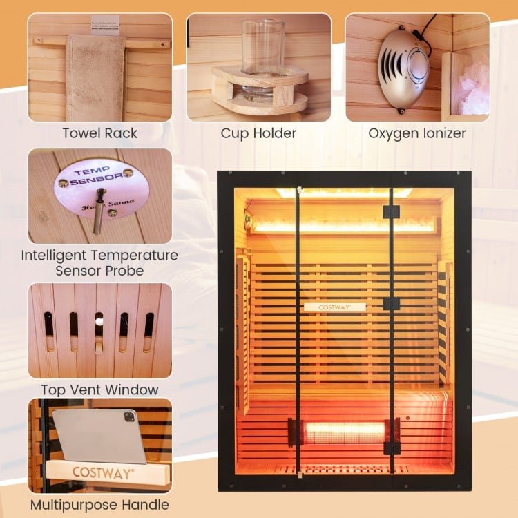 3-4 Person Full Spectrum Infrared Sauna w/ Red Light And Himalayan Salt Bar - Low EMF - Image 8