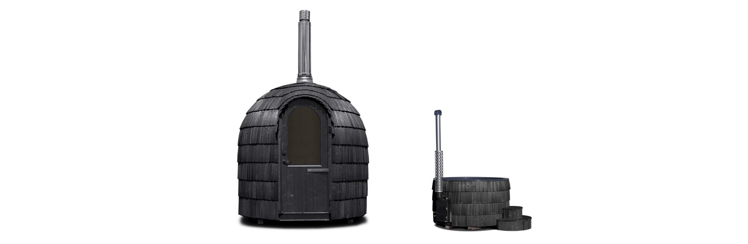 IgluCraft Single Iglusauna and wood-burning hot tub in black