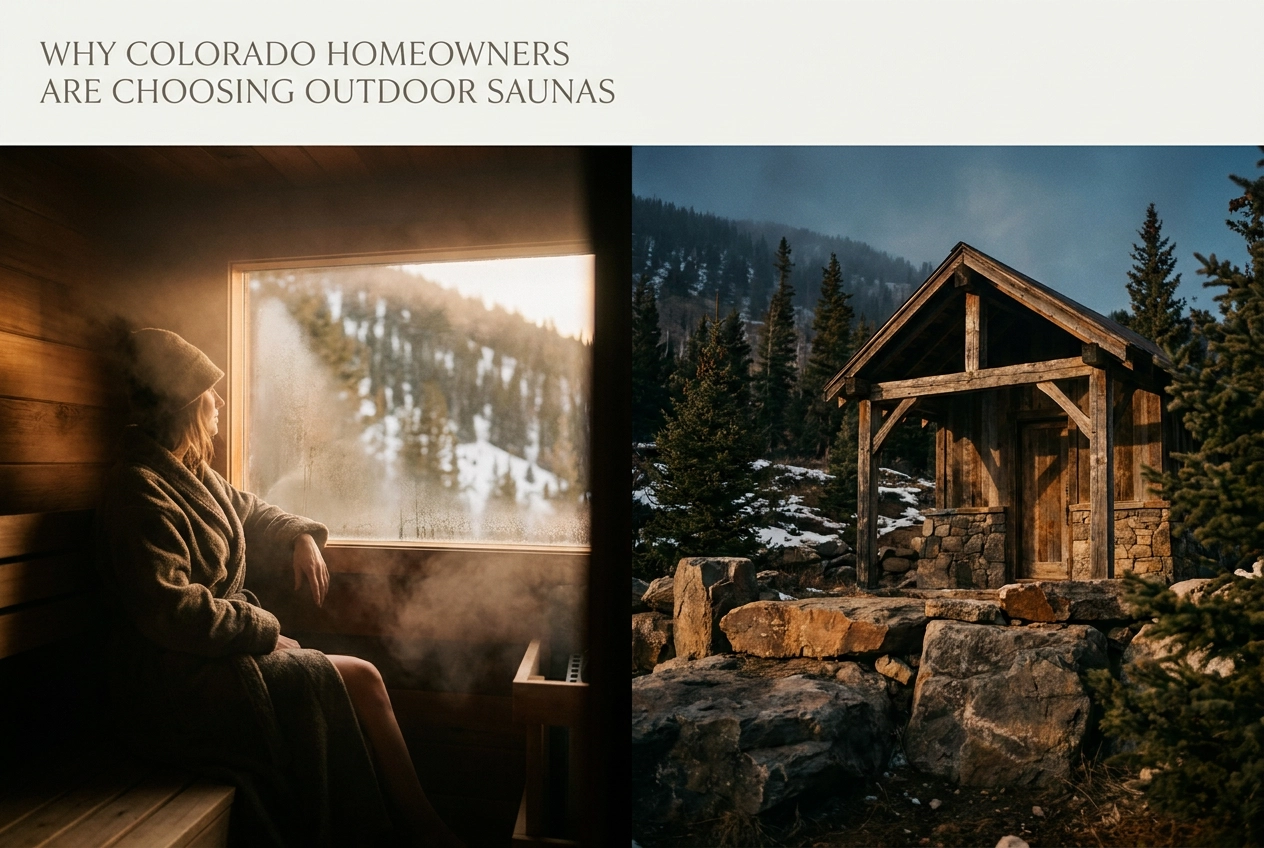 Professional header image for educational tutorial: Why Colorado Homeowners Are Choosing Outdoor Saunas